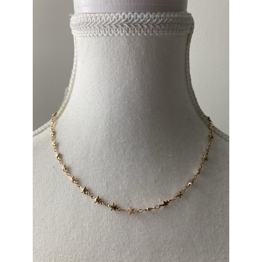 Dainty Gold Tone Choker Necklace With Little Star Stations Celestial Everyday